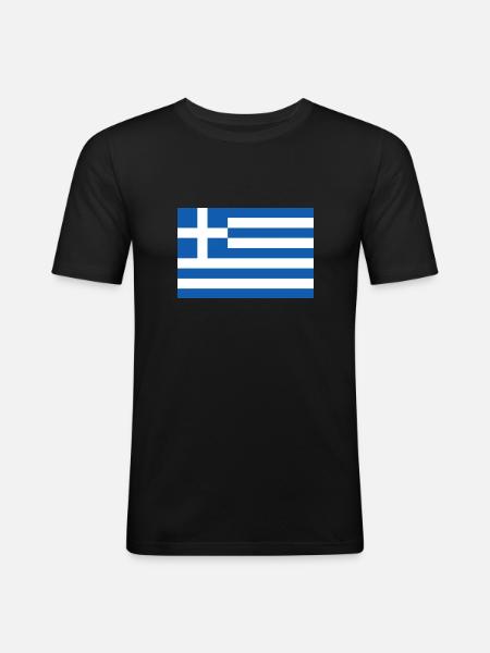 Griechenland - Männer Slim Fit T-Shirt - Schwarz