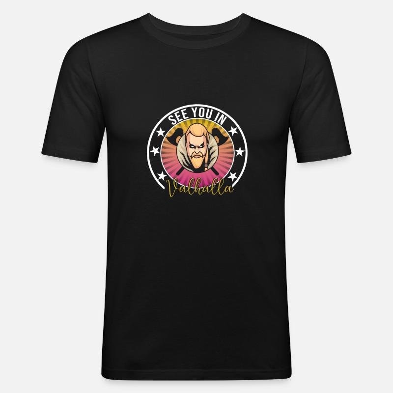 Wikinger - Männer Slim Fit T-Shirt - Schwarz