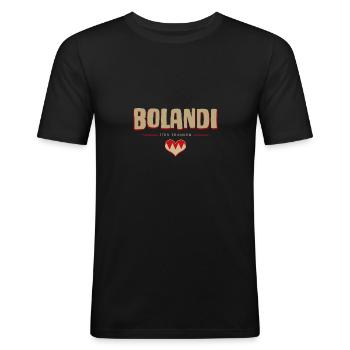 Bolandi fränkischer Dialekt Übersetzer - Männer Slim Fit T-Shirt - Schwarz - Vorne - Nik (191cm)