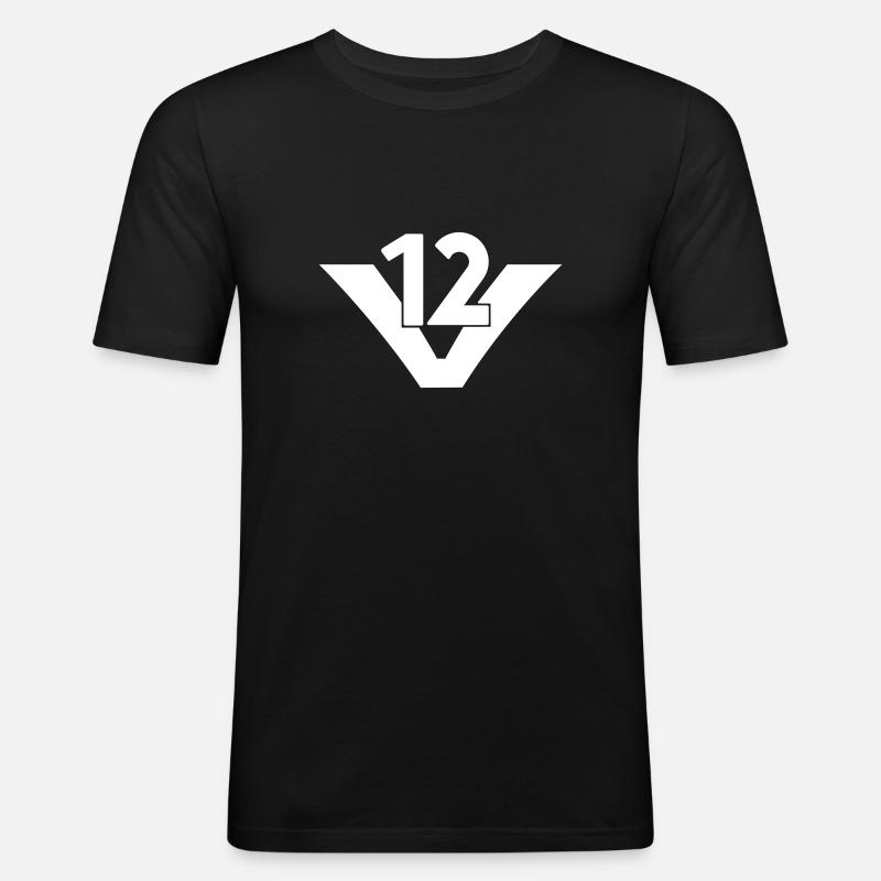 V12 Engine - Männer Slim Fit T-Shirt - Schwarz