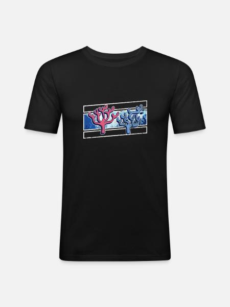 Récifs coralliens, environnement, nature, - T-shirt près du corps Homme - noir