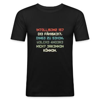 intelligenz2 - Männer Slim Fit T-Shirt - Schwarz - Vorne - Nik (191cm)