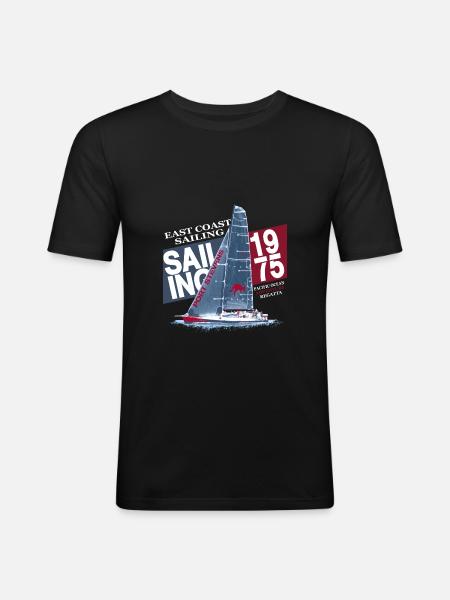East Coast Sailing - Männer Slim Fit T-Shirt - Schwarz