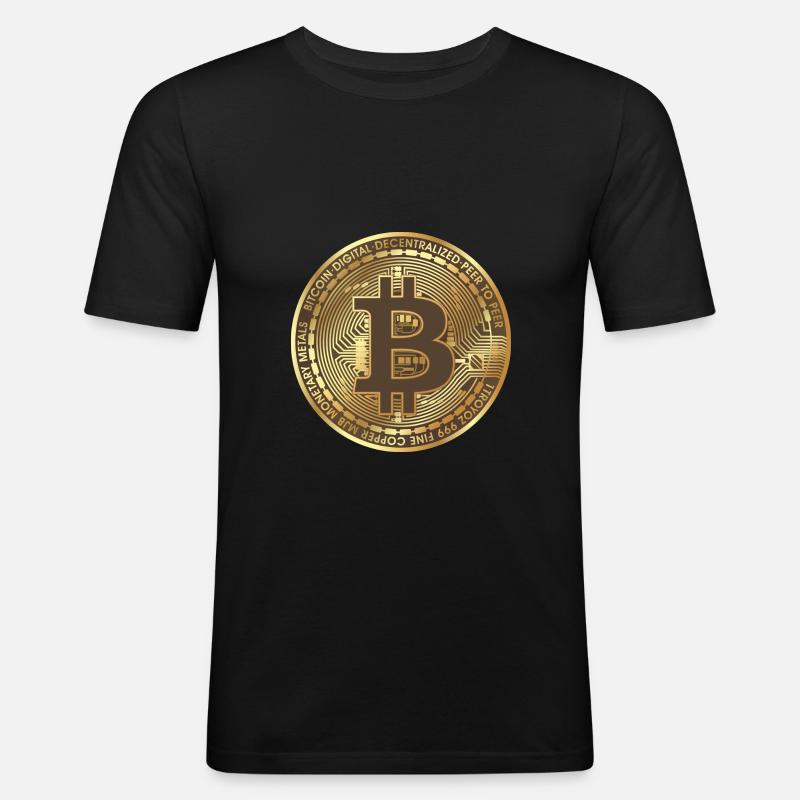Bitcoin - Männer Slim Fit T-Shirt - Schwarz