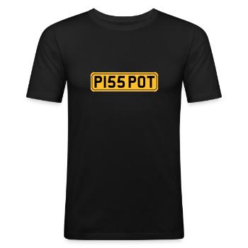 Piss Pot - T-shirt près du corps Homme - noir - Devant - Nik (191cm)
