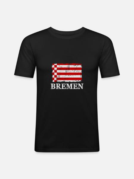 Drapeau de Brême - T-shirt près du corps Homme - noir