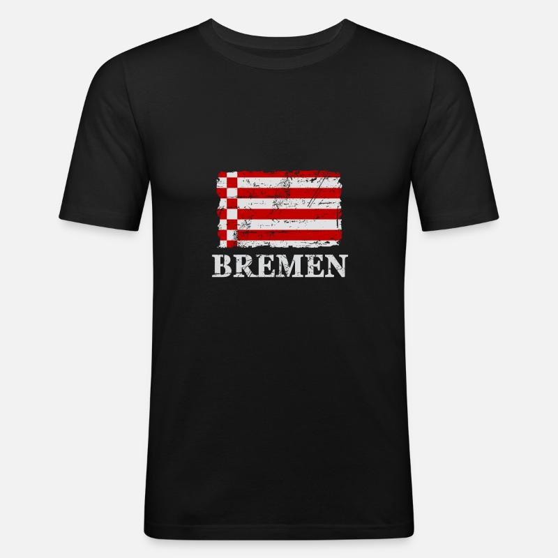 Bremen Flagge - Männer Slim Fit T-Shirt - Schwarz