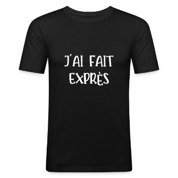 j'ai fait exprès - T-shirt près du corps Homme - noir - Devant - Nik (191cm)