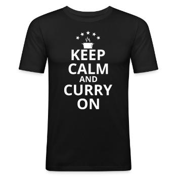 Keep Calm And Curry On - Men's Slim Fit T-Shirt - black - Front - Nik (191cm)