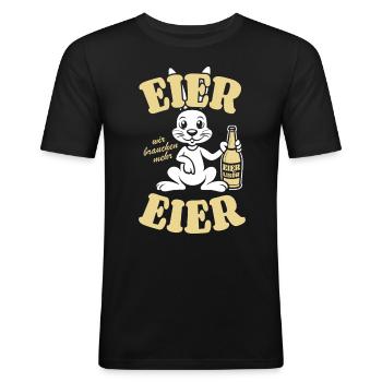 Eier wir brauchen mehr Eier - Prost - Ostern - Männer Slim Fit T-Shirt - Schwarz - Vorne - Nik (191cm)