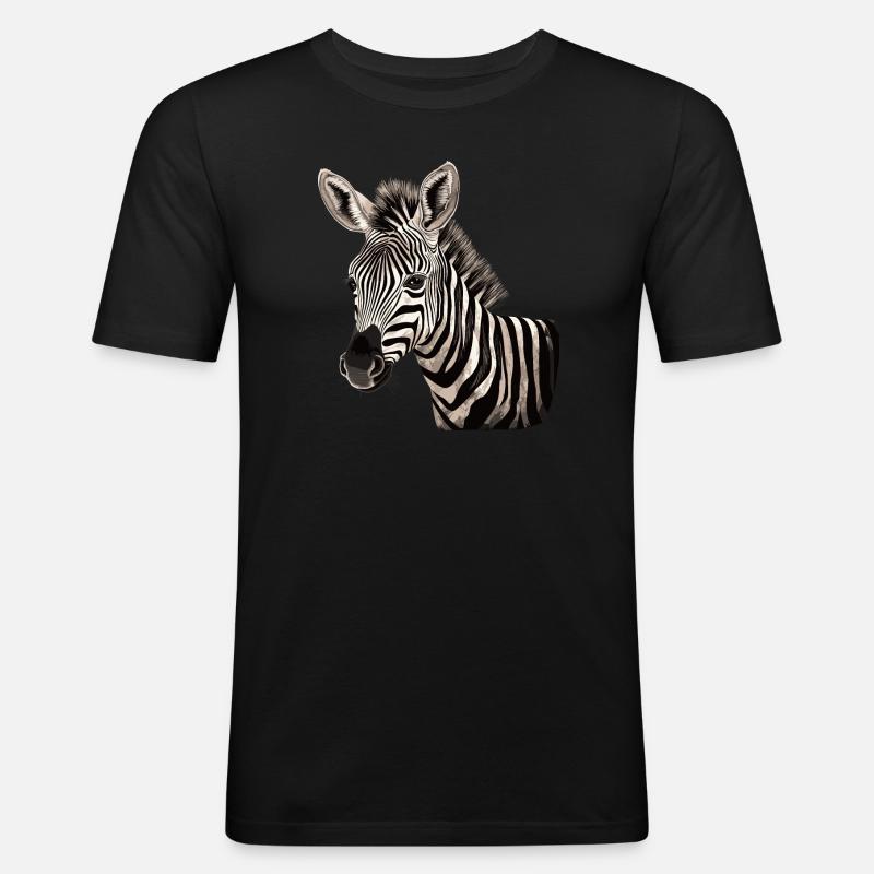 Zebra Afrika Tier - Männer Slim Fit T-Shirt - Schwarz