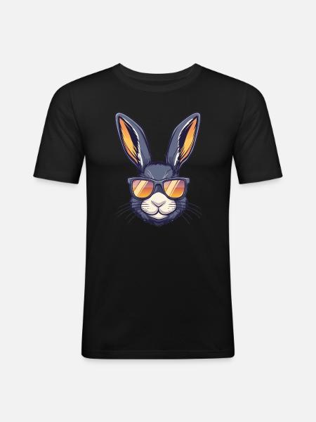 Bunny with sunglasses - Men's Slim Fit T-Shirt - black