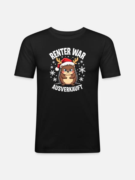 Igel Rentier war ausverkauft - Männer Slim Fit T-Shirt - Schwarz