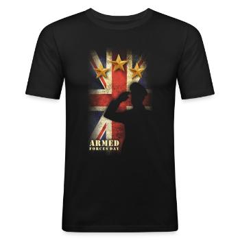 british armed force day - Men's Slim Fit T-Shirt - black - Front - Nik (191cm)