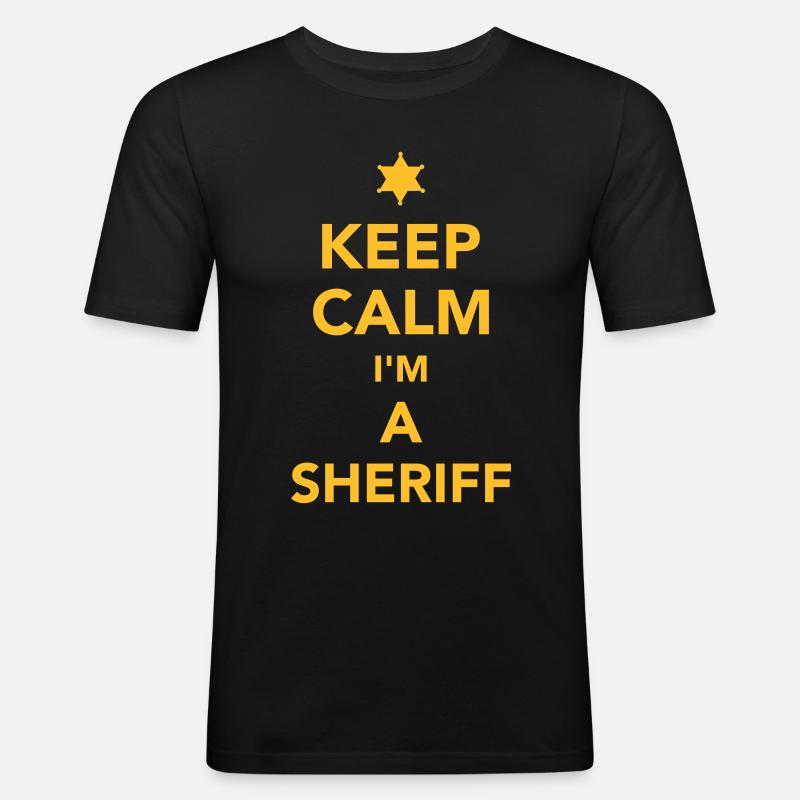 Sheriff - Männer Slim Fit T-Shirt - Schwarz