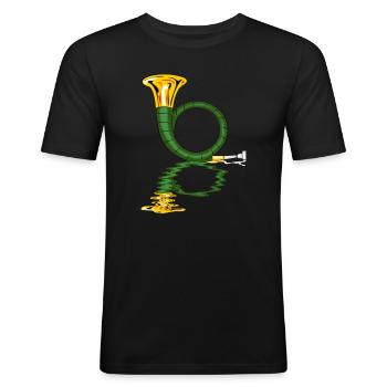 jagdhorn jäger blasen musiker - Männer Slim Fit T-Shirt - Schwarz - Vorne - Nik (191cm)