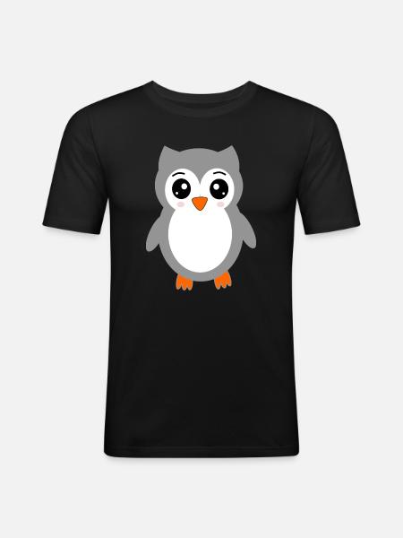 graue Eule - Männer Slim Fit T-Shirt - Schwarz