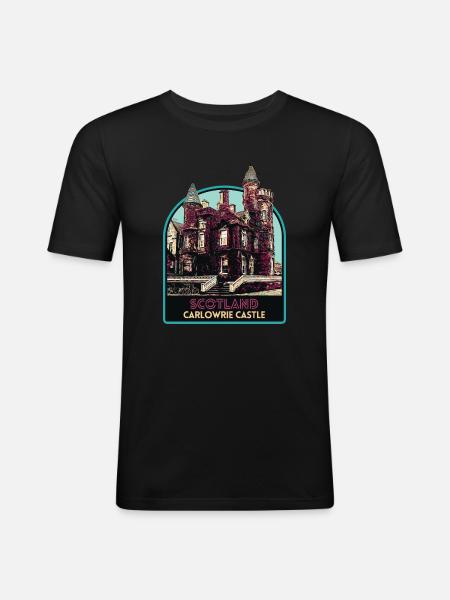 Illustration Carlowrie Castle, Scotland - Men's Slim Fit T-Shirt - black