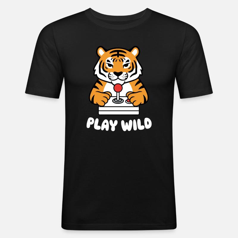 Tiger Arcade Play Wild - Männer Slim Fit T-Shirt - Schwarz