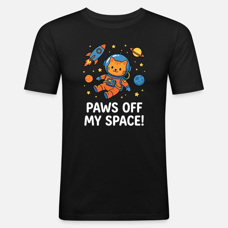 Paws Off My Space! - Männer Slim Fit T-Shirt - Schwarz