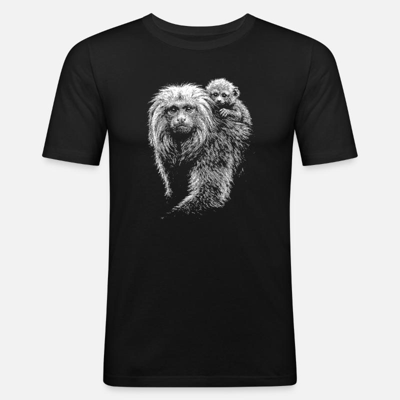 Löwenäffchen - Männer Slim Fit T-Shirt - Schwarz