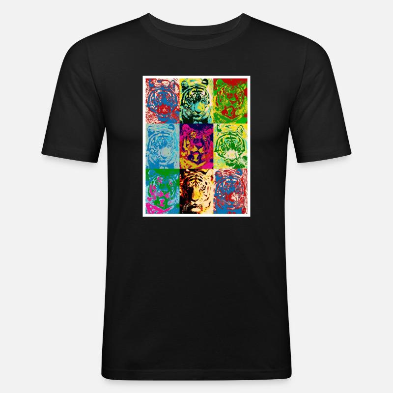 Tiger_4 - Männer Slim Fit T-Shirt - Schwarz