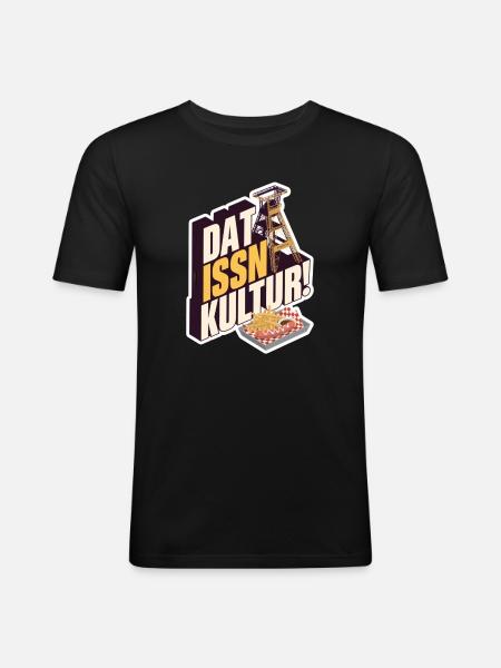 Dat Issn Kultur - Currywurst - Männer Slim Fit T-Shirt - Schwarz