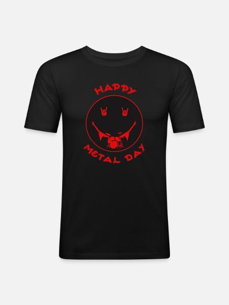 Happy Metal Day Drum-Icon - Männer Slim Fit T-Shirt - Schwarz