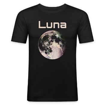 Lune Luna Moon - T-shirt près du corps Homme - noir - Devant - Nik (191cm)