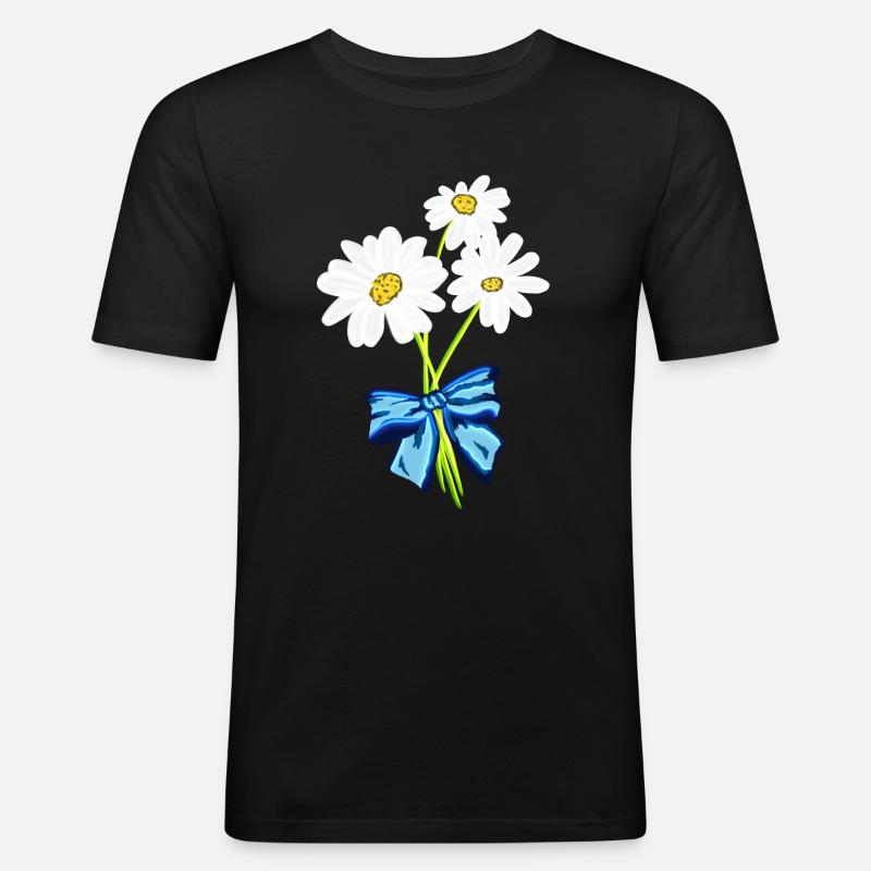 Gänseblümchen - Männer Slim Fit T-Shirt - Schwarz