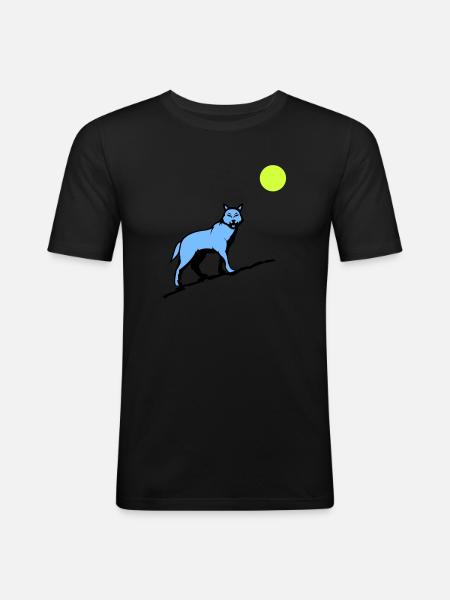 wolf mond - Männer Slim Fit T-Shirt - Schwarz