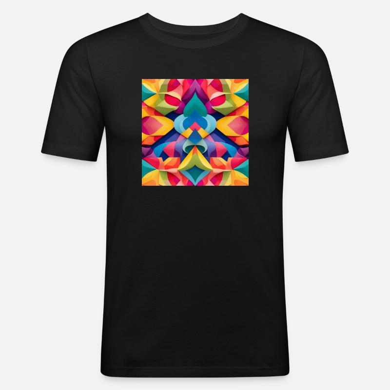 Farbenfrohes Muster - Männer Slim Fit T-Shirt - Schwarz