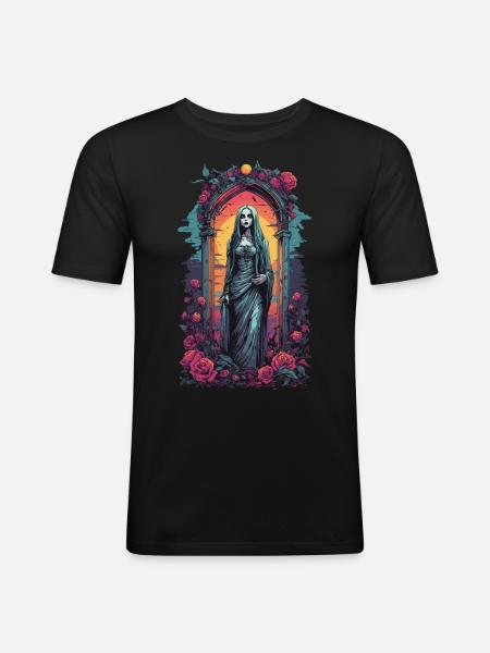 Occult Gothic Aesthetic Retro Wave Streetwear - Men's Slim Fit T-Shirt - black
