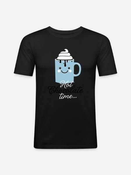 Funny cute mug with i love hot chocolate with - Men's Slim Fit T-Shirt - black