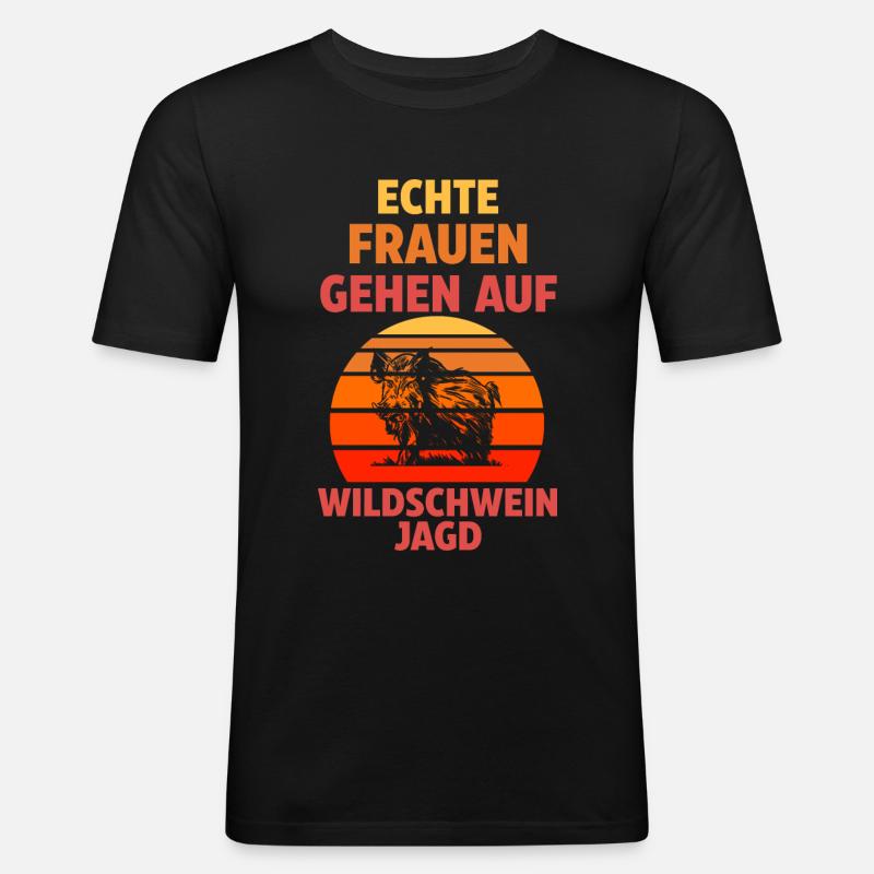 Wildschweinjagd Jäger Jagd - Männer Slim Fit T-Shirt - Schwarz