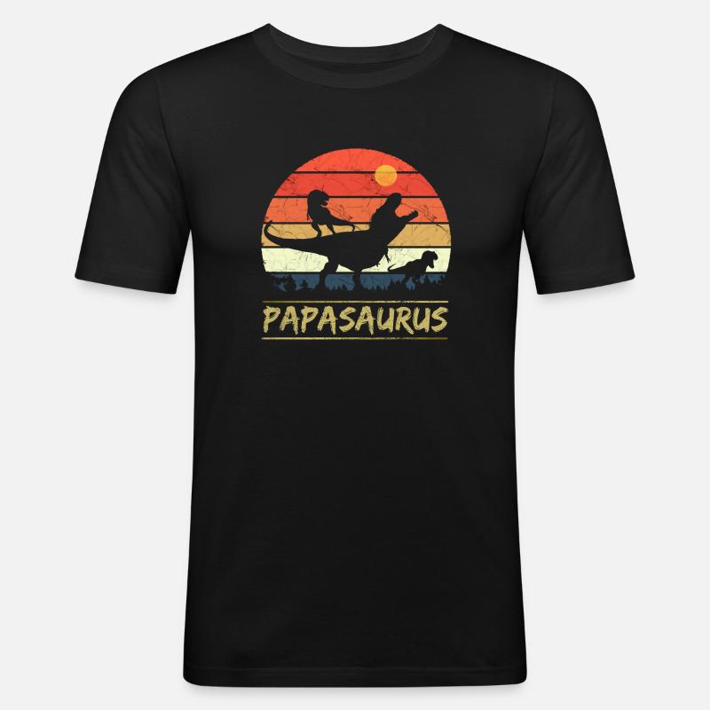 Papasaurus - Retro - Men's Slim Fit T-Shirt - black