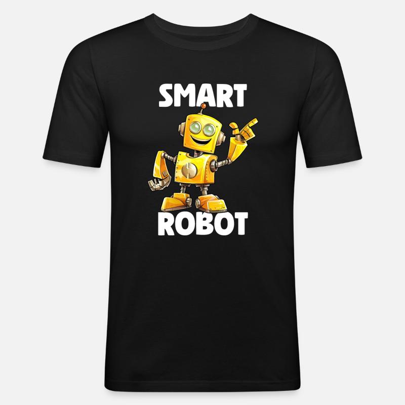 Smart Robot - Männer Slim Fit T-Shirt - Schwarz
