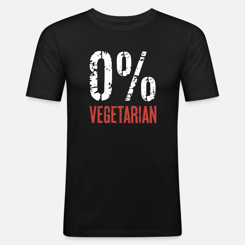 0% Vegetarian 9 - Männer Slim Fit T-Shirt - Schwarz