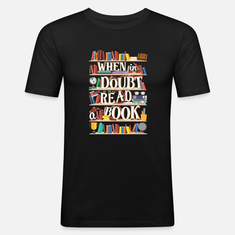 Lesen Buch - Männer Slim Fit T-Shirt - Schwarz