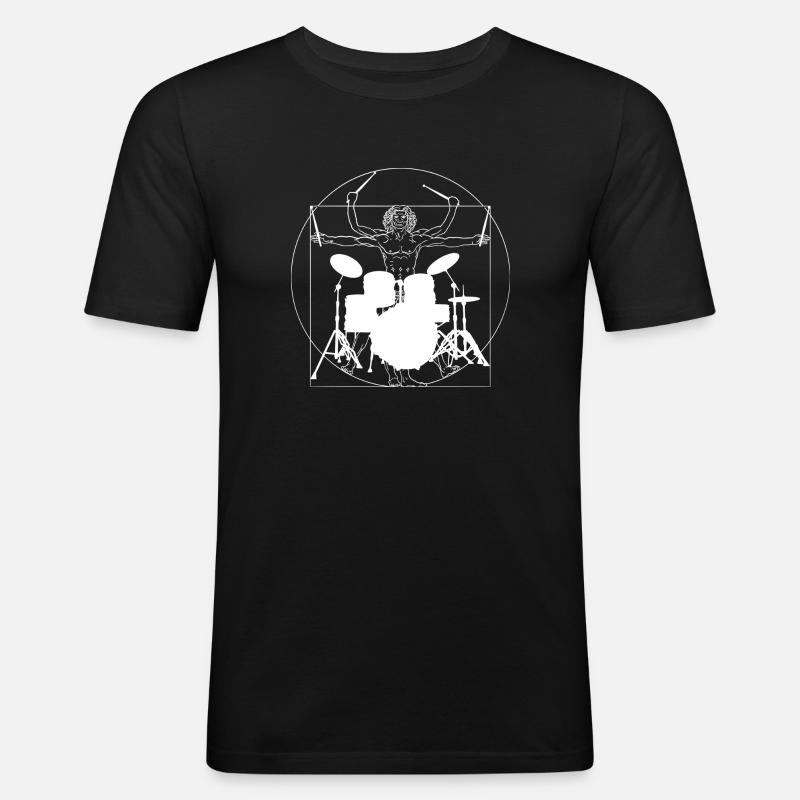 Drummer Vitruvian Man Drumsticks - T-shirt près du corps Homme - noir