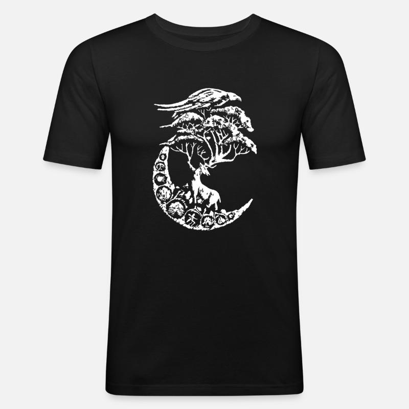 mythische Hirsche - Männer Slim Fit T-Shirt - Schwarz