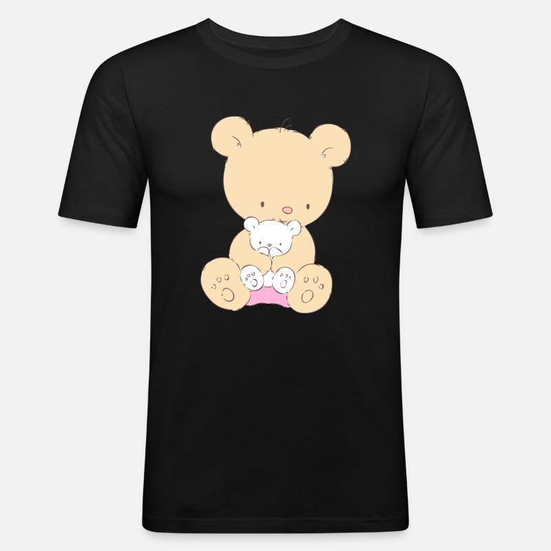 Bear with Teddy Bear - Men's Slim Fit T-Shirt - black
