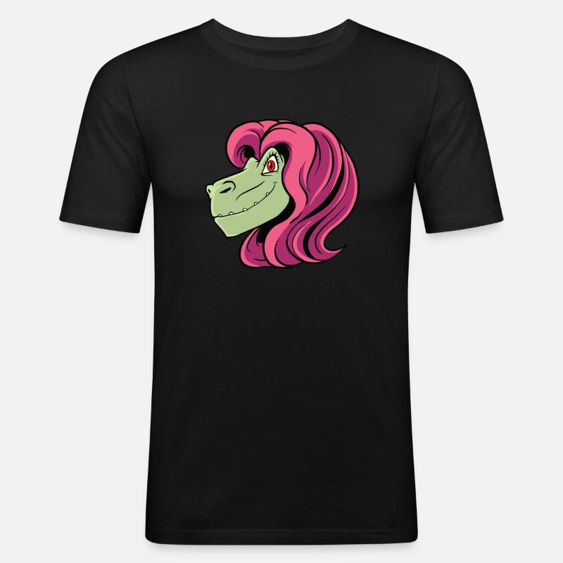 Dino Lady Dinosaurier Mama - Männer Slim Fit T-Shirt - Schwarz