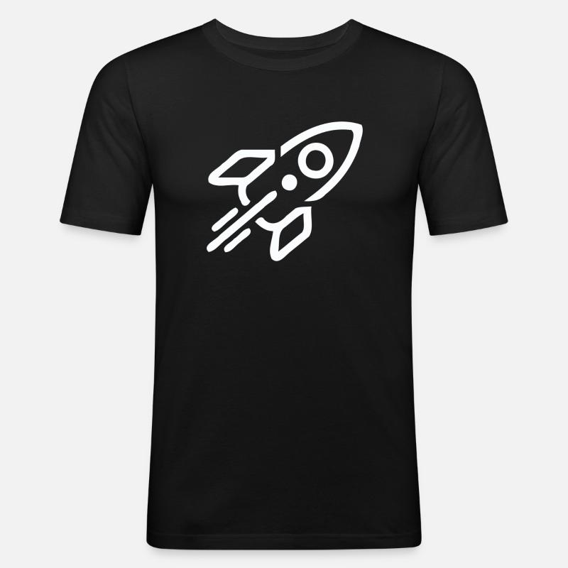 Rakete - Männer Slim Fit T-Shirt - Schwarz