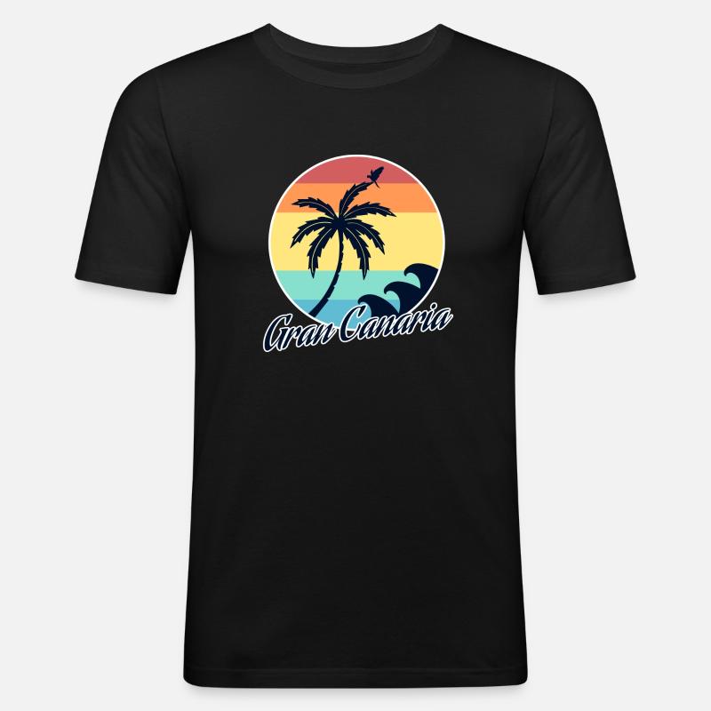Gran Canaria - Männer Slim Fit T-Shirt - Schwarz