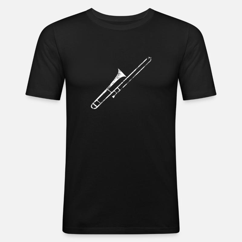 Posaune Artwork - Männer Slim Fit T-Shirt - Schwarz