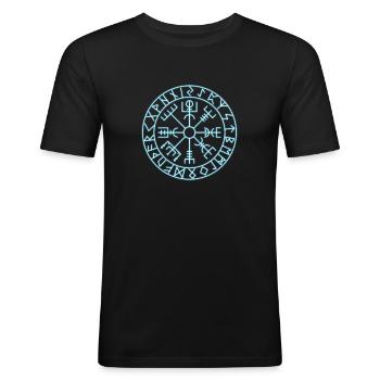 Vegvísir Wikinger Runen Kompass - Männer Slim Fit T-Shirt - Schwarz - Vorne - Nik (191cm)