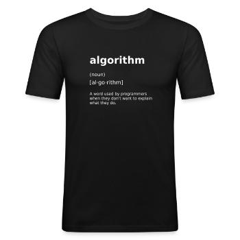 Programmation Informatique Algorithme Informatique - T-shirt près du corps Homme - noir - Devant - Nik (191cm)