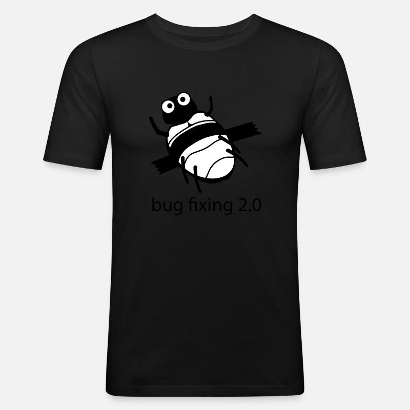 bug fixing 2.0 - Männer Slim Fit T-Shirt - Schwarz