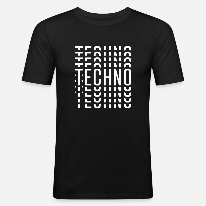 TECHNO TECHNO TECHNO - Männer Slim Fit T-Shirt - Schwarz
